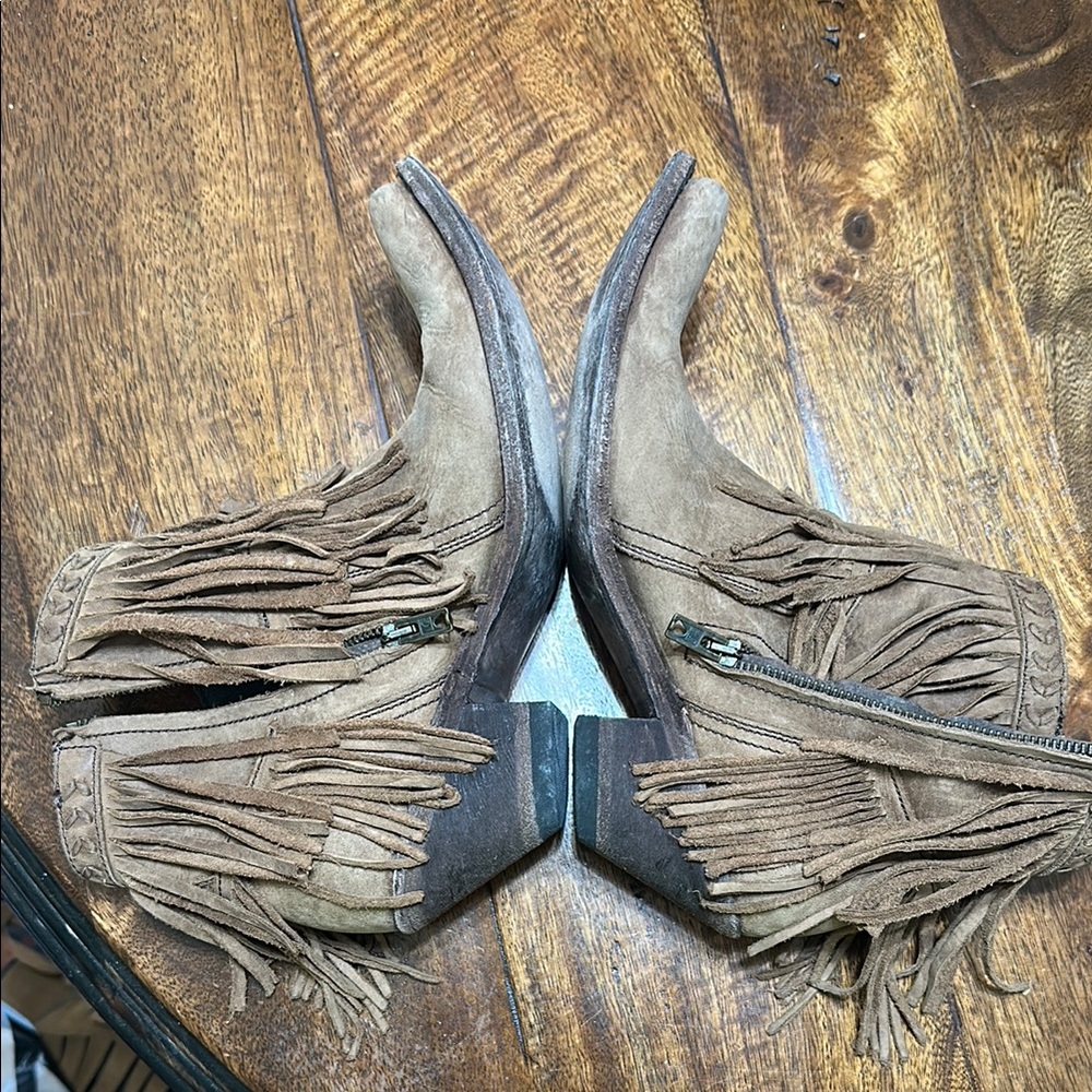 Old Gringo Fringe Tan Ankle Boots Boho - Picture 4 of 9